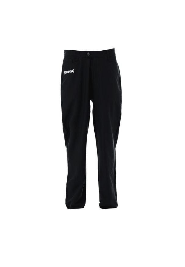 SPALDING - Spodnie Spalding Referee. Kolor: czarny. Materiał: dresówka. Wzór: haft. Sport: koszykówka