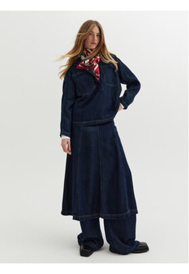 Munthe Bluzka Tuxa 243100024314 Granatowy Relaxed Fit. Kolor: niebieski. Materiał: jeans