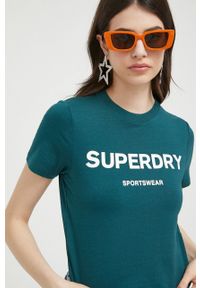 Superdry t-shirt damski kolor zielony. Kolor: zielony #1