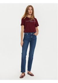 TOMMY HILFIGER - Tommy Hilfiger T-Shirt WW0WW40276 Bordowy Regular Fit. Kolor: czerwony. Materiał: bawełna