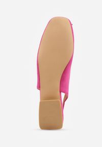 Renee - Fuksjowe Czółenka Slingback Vices z Cyrkoniami i Wkładką ze Skóry Eklina. Okazja: na co dzień. Kolor: różowy. Materiał: skóra. Obcas: na obcasie. Styl: wizytowy, casual, klasyczny, elegancki. Wysokość obcasa: średni #6