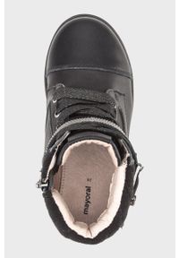 Mayoral - Botki dziecięce. Nosek buta: okrągły. Zapięcie: sznurówki. Kolor: czarny. Materiał: syntetyk, materiał, zamsz, skóra. Szerokość cholewki: normalna #2