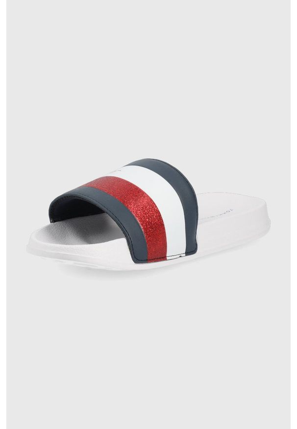 TOMMY HILFIGER - Tommy Hilfiger klapki dziecięce. Materiał: materiał, guma. Obcas: na obcasie. Wysokość obcasa: średni