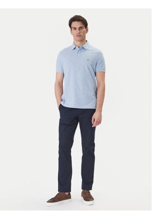 TOMMY HILFIGER - Tommy Hilfiger Polo 1985 MW0MW17770 Błękitny Regular Fit. Typ kołnierza: polo. Kolor: niebieski. Materiał: bawełna