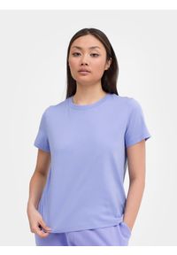 4f - T-shirt z bawełny organicznej damski. Kolor: fioletowy. Materiał: bawełna