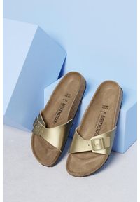 Klapki damskie Birkenstock Madrid. Kolor: żółty. Materiał: skóra, syntetyk, materiał