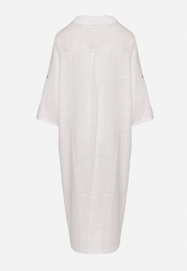 Born2be - Biała Koszulowa Sukienka z Bawełny z Kieszeniami Kolaris. Okazja: na co dzień. Typ kołnierza: kołnierzyk klasyczny. Kolor: biały. Materiał: bawełna. Typ sukienki: koszulowe. Styl: klasyczny, casual, elegancki