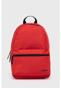 Hugo - HUGO plecak męski kolor szary duży gładki. Kolor: czerwony. Materiał: bawełna. Wzór: gładki
