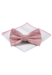 Mucha Męska z Poszetką (Zestaw) - Chattier - Jasny Róż, Faktura Materiału. Kolor: różowy. Materiał: materiał. Styl: sportowy, elegancki