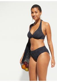 bonprix - Biustonosz bikini z ramiączkami łączonymi na szyi. Kolor: czarny. Materiał: materiał #1