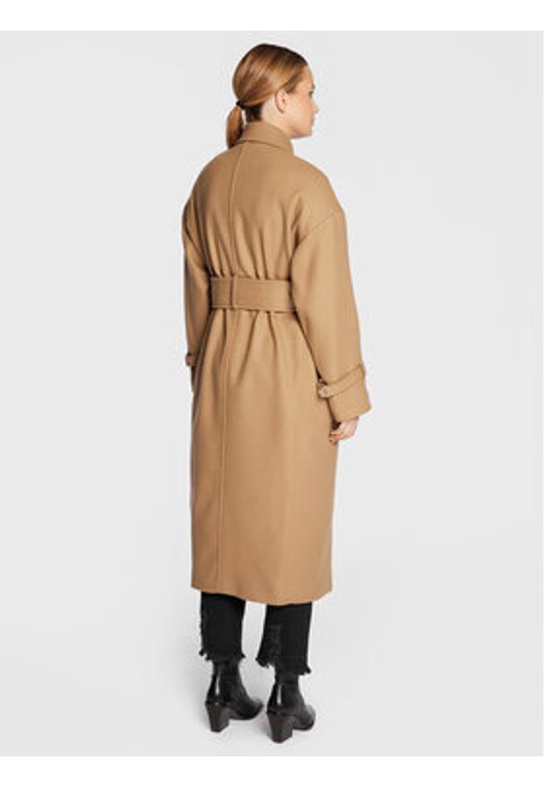 IRO Płaszcz wełniany Kealia AR037 Brązowy Regular Fit. Kolor: brązowy. Materiał: wełna