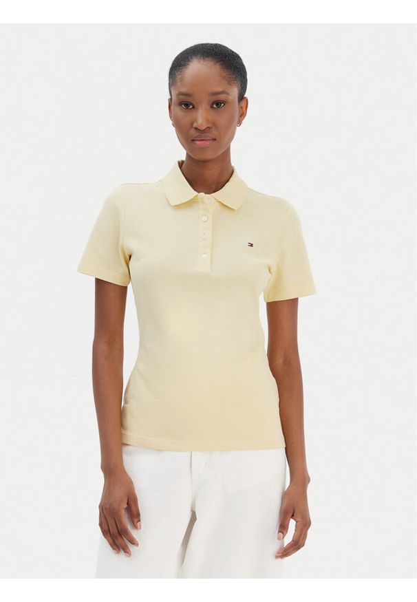 TOMMY HILFIGER - Tommy Hilfiger Polo 1985 WW0WW43225 Żółty Slim Fit. Typ kołnierza: polo. Kolor: żółty. Materiał: bawełna