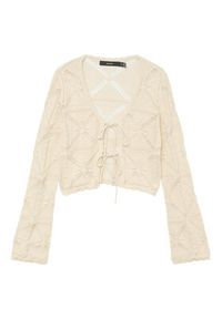 Vero Moda Kardigan Lola 10337188 Beżowy Regular Fit. Kolor: beżowy. Materiał: bawełna #3