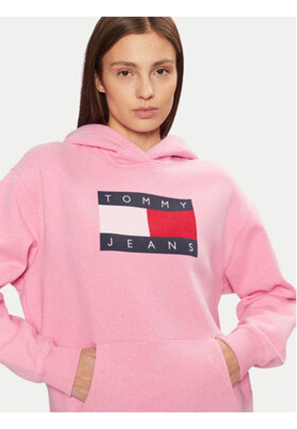 Tommy Jeans Bluza DW0DW19407 Różowy Relaxed Fit. Kolor: różowy. Materiał: bawełna