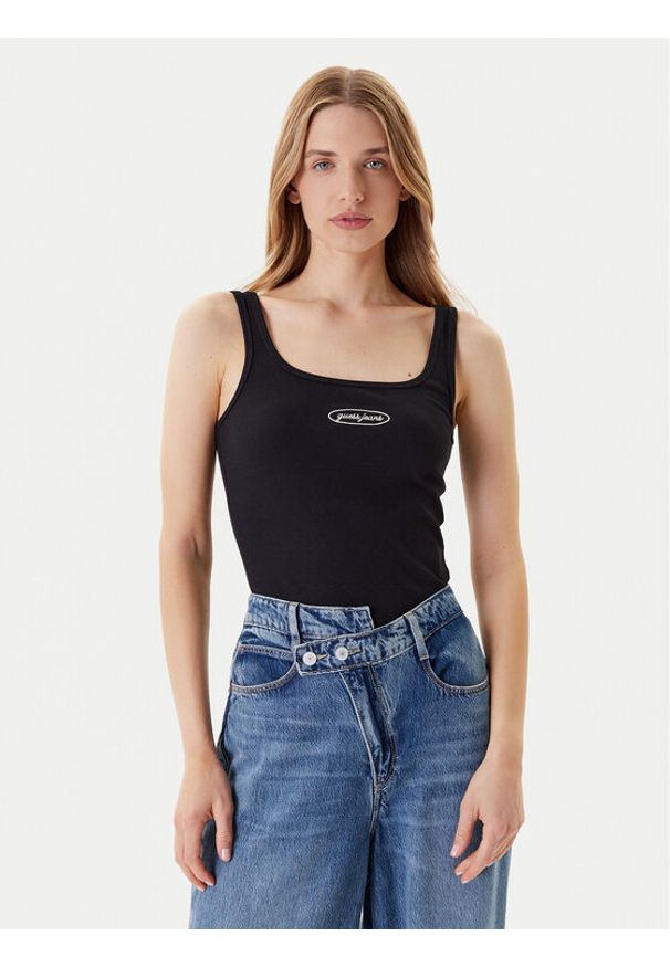 Guess Jeans Top W5YP35 KA0H1 Czarny Regular Fit. Kolor: czarny. Materiał: bawełna
