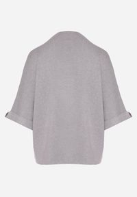 Born2be - Szary Sweter Ozdobiony na Rękawach Cyrkoniami Aletusa. Okazja: na co dzień. Kolor: szary. Materiał: jeans. Wzór: aplikacja. Styl: elegancki, casual #5