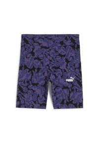 Puma - Damskie krótkie legginsy z wysokim stanem ESS NATURE 2.0 7" PUMA. Stan: podwyższony. Kolor: niebieski. Długość: krótkie. Wzór: nadruk