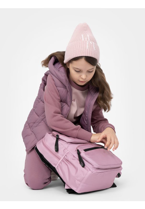 4f - Plecak szkolny (15 L) z piórnikiem dziewczęcy. Kolor: różowy. Materiał: materiał