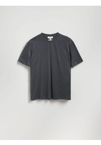 Reserved - T-shirt regular z bawełną merceryzowaną - szary. Kolor: szary. Materiał: bawełna