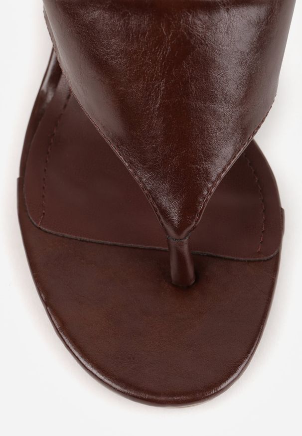 Renee - Brązowe Klapki Japonki na Koturnie z Zabudowaną Cholewką Humbledane. Kolor: brązowy. Materiał: materiał. Sezon: lato. Obcas: na koturnie. Styl: elegancki