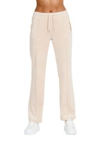 Juicy Couture - JUICY COUTURE Beżowe spodnie Tina Track Pants. Kolor: beżowy. Materiał: dresówka #6