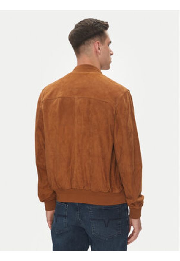 Serge Pariente Kurtka skórzana Starter Vs Brązowy Regular Fit. Kolor: brązowy. Materiał: skóra