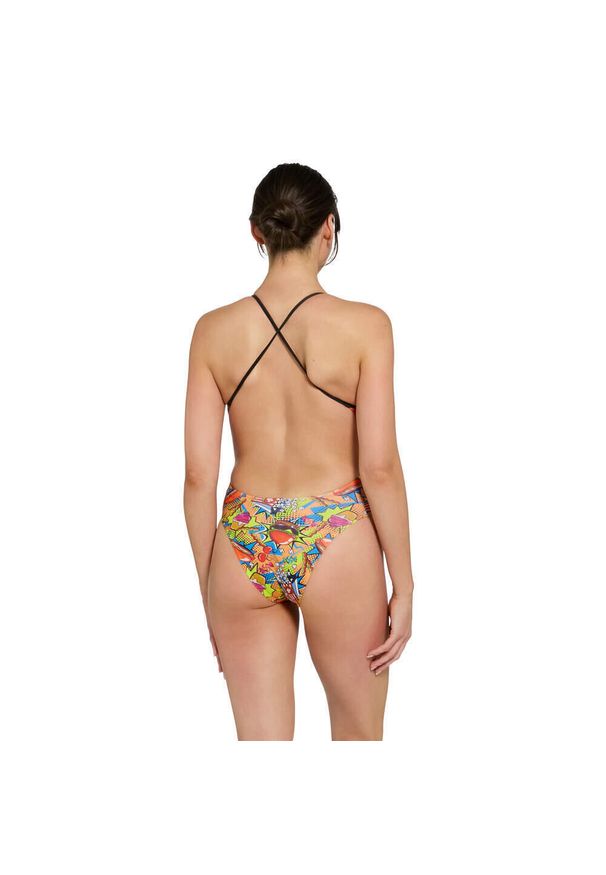 ZOGGS - Damski 1-częściowy kostium kąpielowy z nadrukiem Zoggs Rayback E+. Kolor: żółty. Wzór: nadruk