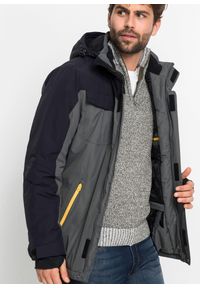 bonprix - Wodoodporna kurtka funkcjonalna z odpinanym kapturem. Typ kołnierza: kaptur. Kolor: szary. Materiał: materiał. Wzór: nadruk. Sezon: zima #2