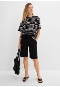 bonprix - Bermudy z dżerseju. Okazja: na co dzień. Kolor: czarny. Materiał: jersey. Styl: casual #2