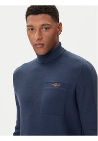 Aeronautica Militare Golf 252MA1587UL00904 Granatowy Regular Fit. Typ kołnierza: golf. Kolor: niebieski. Materiał: bawełna #4