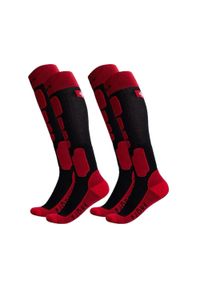 FJORK MERINO - Skarpety Merino Pro Team Ski 90 - zestaw 2 par. Kolor: czerwony, wielokolorowy, czarny. Materiał: wełna, poliamid, elastan. Sport: narciarstwo, turystyka piesza #1