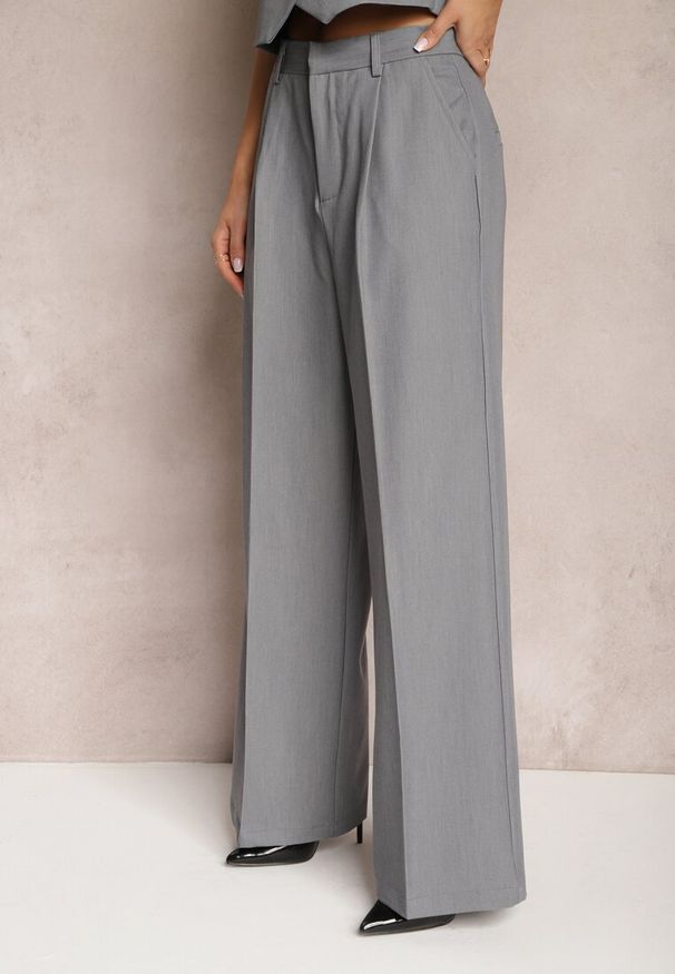 Renee - Szare Szerokie Spodnie High Waist Seraphella. Stan: podwyższony. Kolor: szary