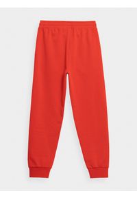 4F JUNIOR - Spodnie dresowe joggery chłopięce. Okazja: na co dzień. Kolor: czerwony. Materiał: dresówka. Styl: casual