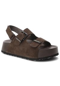 Big-Star - Sandały damskie Big Star, cholewka ze skóry naturalnej zamszowej z regulowanymi paskami na masywnej podeszwie o dobrej amortyzacji, brązowe, TT274236. Okazja: na co dzień. Zapięcie: pasek. Kolor: brązowy. Materiał: skóra, zamsz. Sezon: lato. Styl: casual, klasyczny, sportowy #1