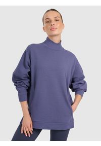 4f - 4F Bluza dresowa do jogi i pilatesu damska - granatowa XS. Okazja: na co dzień. Kolor: niebieski. Materiał: dresówka. Wzór: gładki. Styl: klasyczny, casual. Sport: joga i pilates #1