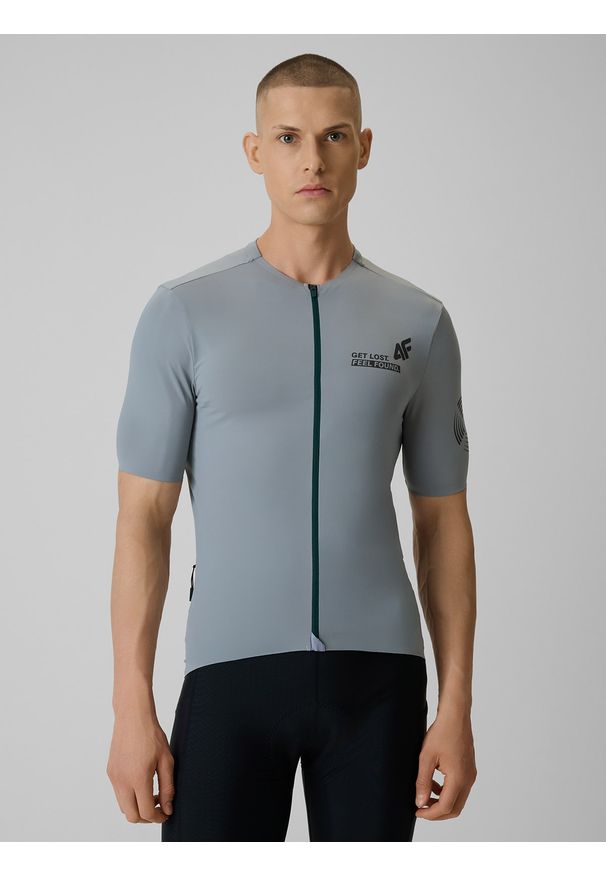 4f - 4F Koszulka kolarska męska - szara XXL. Kolor: szary. Materiał: materiał, włókno, skóra, dzianina. Długość: długie. Sport: kolarstwo