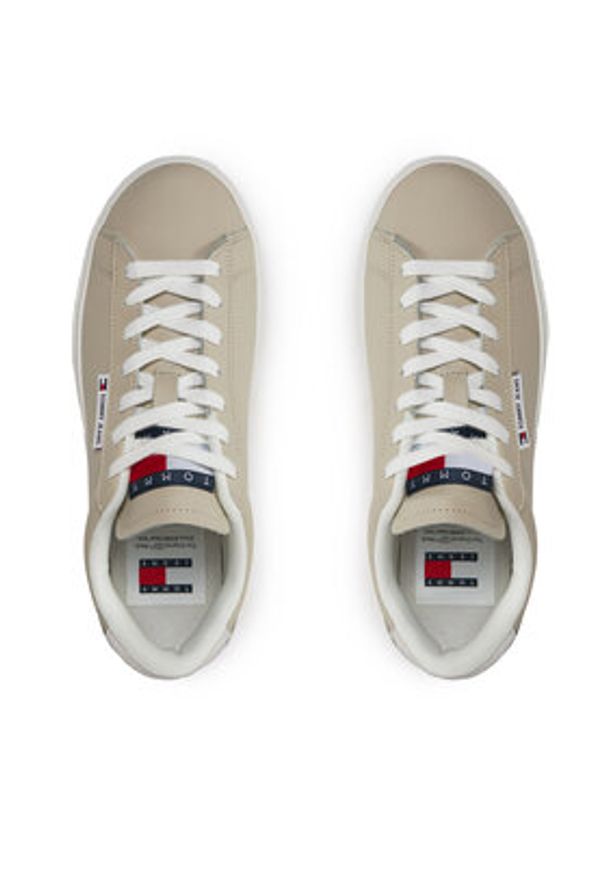 Tommy Jeans Sneakersy Tjw Cupsole Sneaker Ess EN0EN02508 Beżowy. Kolor: beżowy. Materiał: skóra