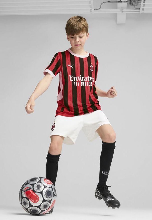 Puma - Młodzieżowe szorty AC Milan 24/25 PUMA White For All Time Red. Kolor: biały, czerwony, wielokolorowy. Sport: piłka nożna