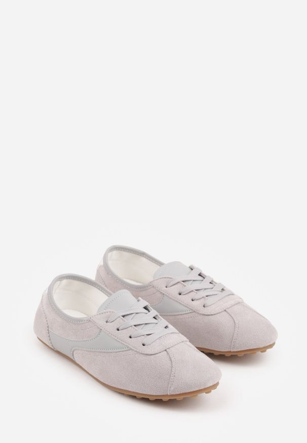 Born2be - Szare Sneakersy z Imitacji Zamszu w Stylu Kultowych Tenisówek Aelliana. Okazja: na co dzień. Kolor: szary. Materiał: zamsz. Szerokość cholewki: normalna