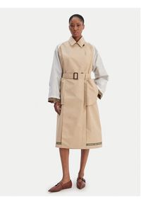 Weekend Max Mara Trencz Canasta 2615021021 Beżowy Relaxed Fit. Kolor: beżowy. Materiał: bawełna, syntetyk #7