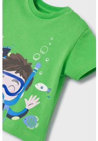 Mayoral T-shirt bawełniany dziecięcy kolor zielony z nadrukiem. Okazja: na co dzień. Kolor: zielony. Materiał: bawełna. Wzór: nadruk. Styl: casual #3