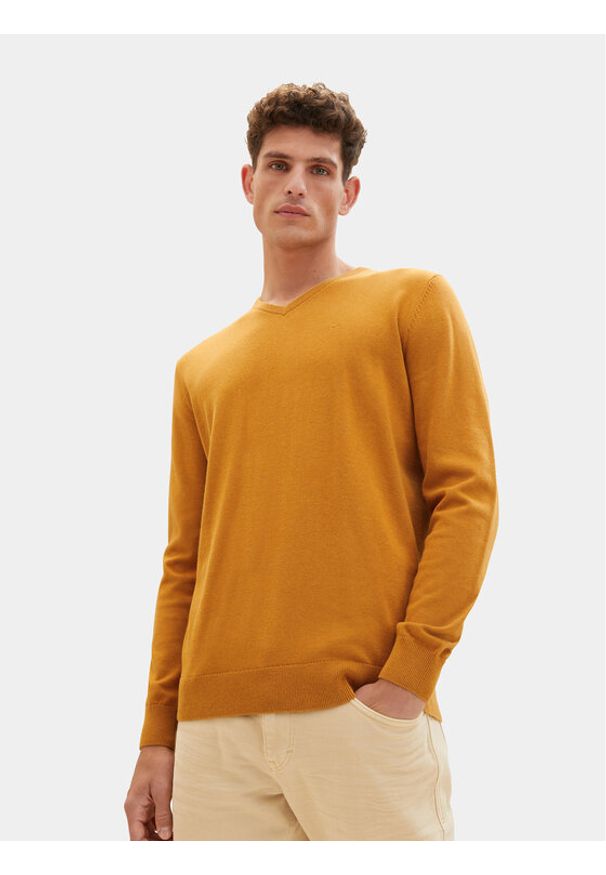Tom Tailor Sweter 1027665 Pomarańczowy Regular Fit. Kolor: pomarańczowy. Materiał: bawełna