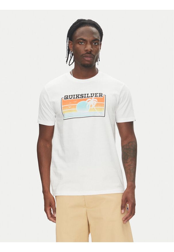 Quiksilver T-Shirt EQYZT08065 Biały Regular Fit. Kolor: biały. Materiał: bawełna