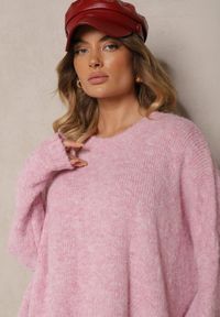 Renee - Różowy Casualowy Sweter Oversize Allethia. Okazja: na co dzień. Kolor: różowy. Sezon: zima. Styl: casual #5