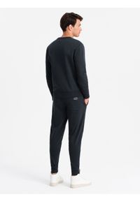 Ombre Clothing - Bawełniany męski dresowy komplet BASIC bluza nierozpinana + joggery – czarny V9. Kolor: czarny. Materiał: dresówka, bawełna. Wzór: jednolity #8