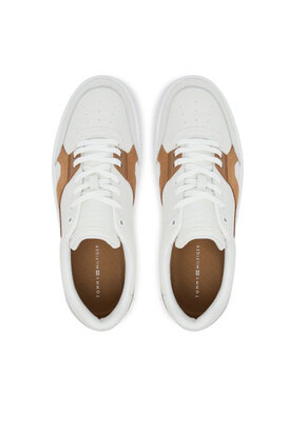 TOMMY HILFIGER - Tommy Hilfiger Sneakersy Th Court Craft FM0FM05551 Écru. Kolor: kremowy. Materiał: skóra