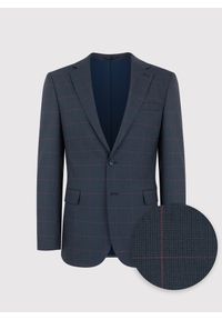 Pako Lorente - PAKO LORENTE – Granatowa marynarka garniturowa w bordową kratę Windowpane. Kolor: czerwony, niebieski, wielokolorowy. Materiał: wełna #9