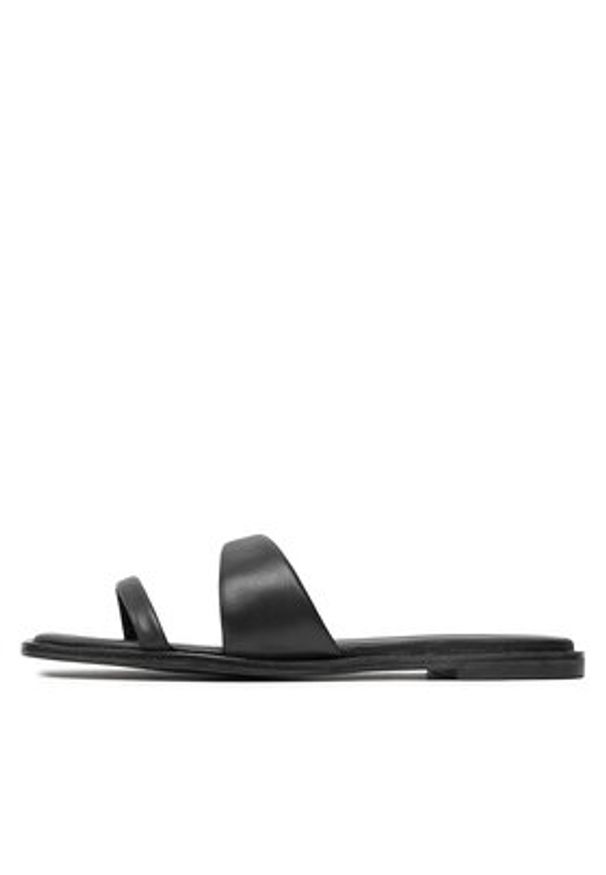 Calvin Klein Klapki Flat Slide Lth HW0HW02071 Czarny. Kolor: czarny. Materiał: skóra