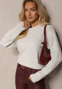 Renee - Jasnoszary Sweter z Domieszką Wełny Torissia. Kolor: szary. Materiał: wełna. Sezon: zima