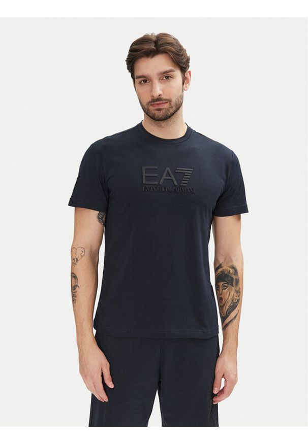 EA7 Emporio Armani T-Shirt 7M000224 AF10375 UB102 Granatowy Regular Fit. Kolor: niebieski. Materiał: bawełna